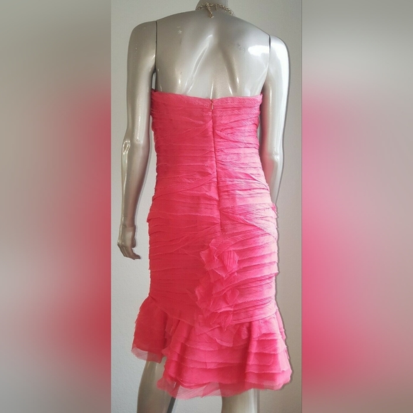$4,900 OSCAR DE LA RENTA ADORABLE CORAL PINK SILK RUFFLE RUNWAY DRESS US 6 - Picture 7 of 12